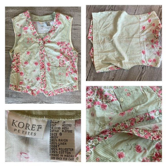Vintage Linen Cottage Core Boho Floral Tank/Vest - Picture 2 of 2